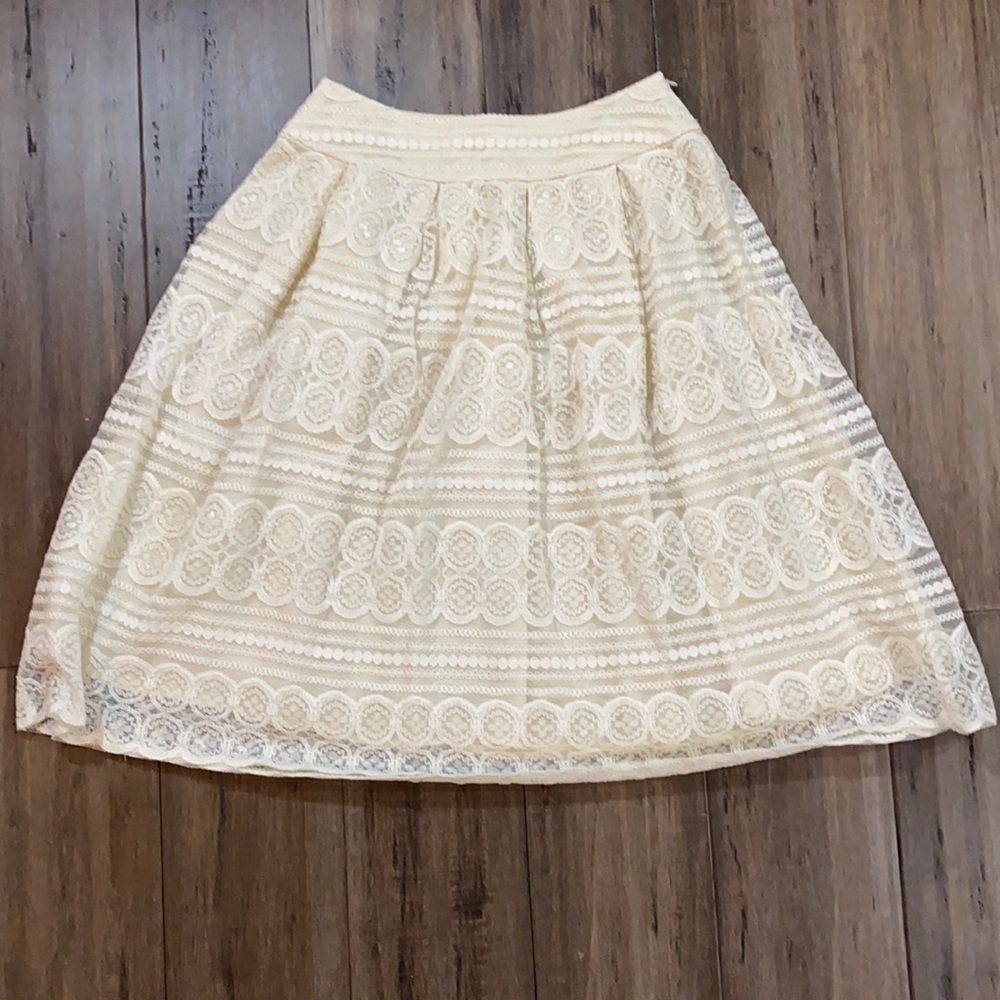 Lace A-Line Skirt in Cream